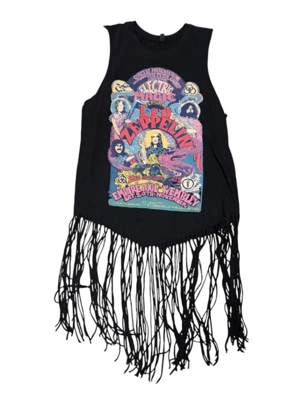 And Finally...Magic Electric Featuring Led Zepplin Black Sleeveless Tank Size 8